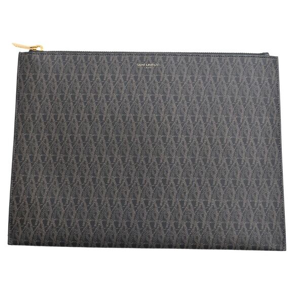 Saint Laurent Classic Toile Monogram Document Holder in Black Coated Canvas - Picture 1 of 9